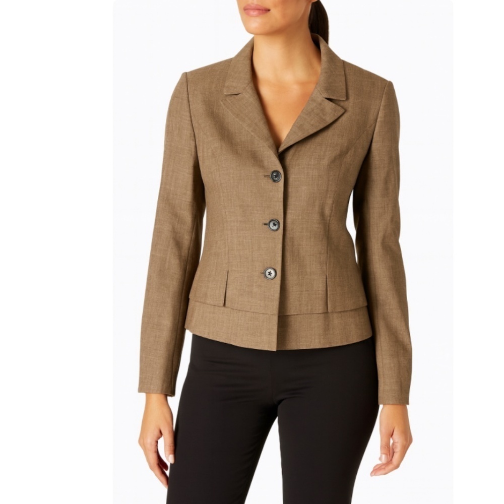 Escada New Wool Blend Three Button Classic Blazer Brown Size 36 (US 4)